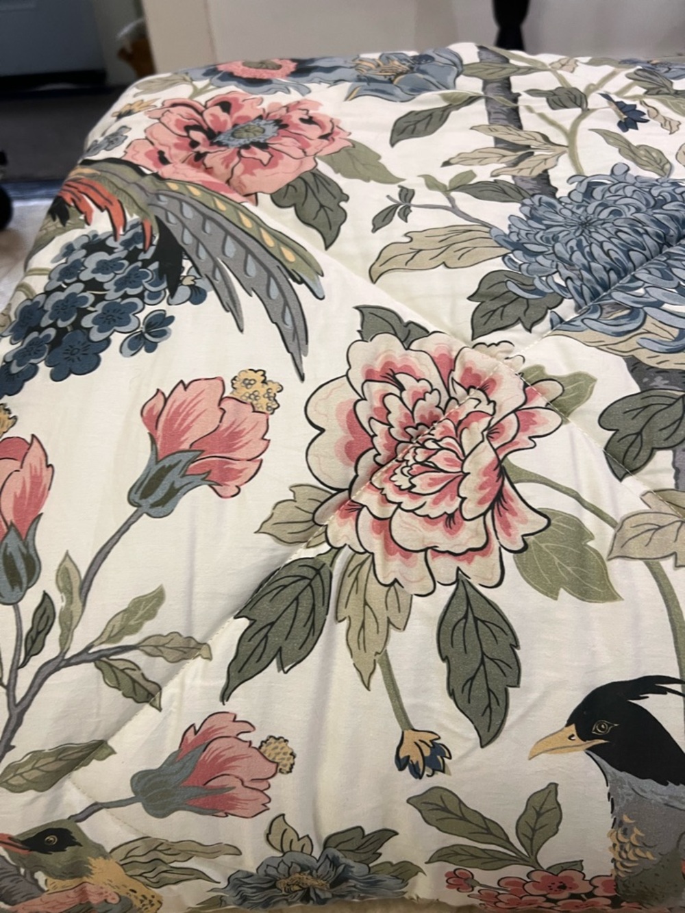 Pottery Barn Bloom Sateen Ivory Full/Queen Comforter Luxury Floral - Picture 6 of 9